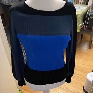 Colorblock Blue and Black Women's Sweater